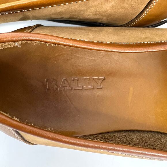 Bally Italy Mens Suede Leather Kilted Penny Loafers in Khaki Tan Size 11 - Picture 7 of 10